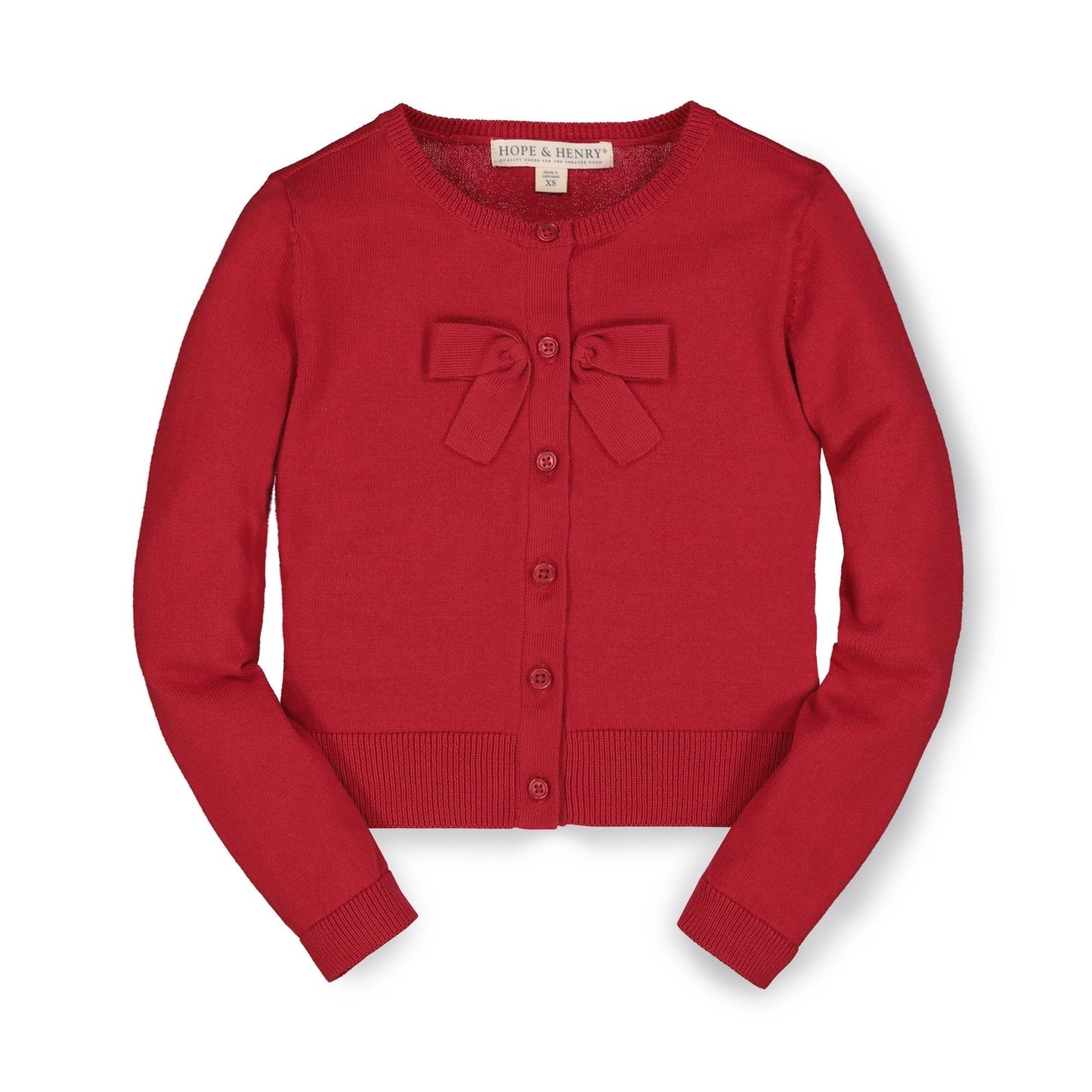 hope and henry, red, bow front, cardigan, christmas, long sleeve, dressy
