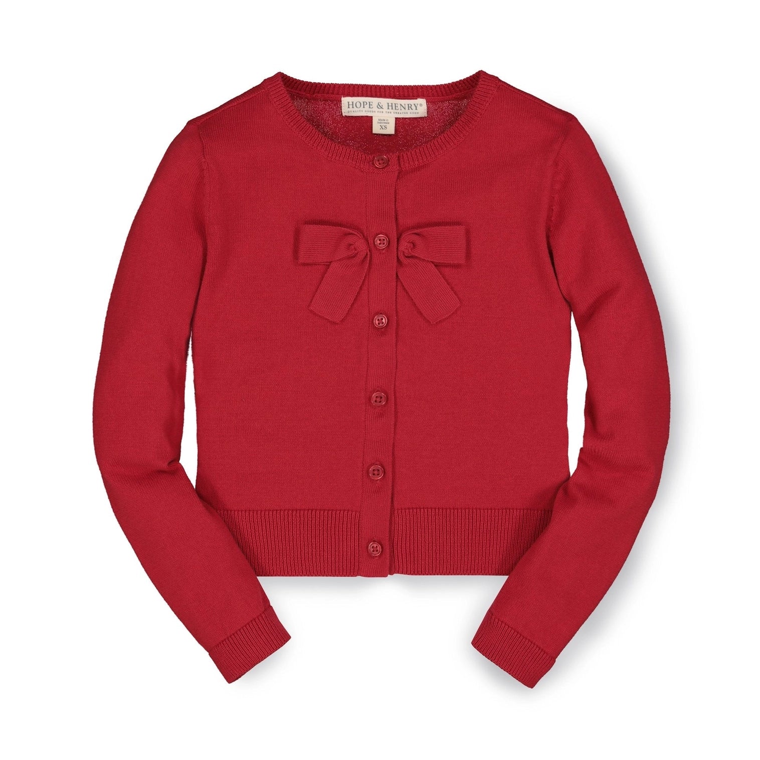 hope and henry, red, bow front, cardigan, christmas, long sleeve, dressy