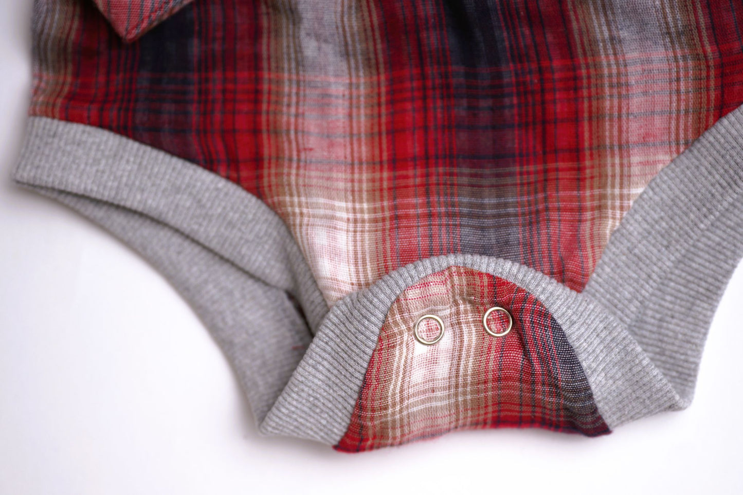 Me & Henry Jasper Woven Onesie – Red/Navy Plaid