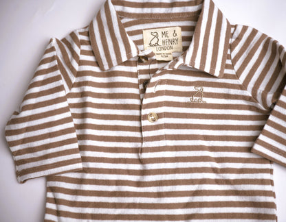 Me & Henry Seymour Polo Onesie – Tan/White