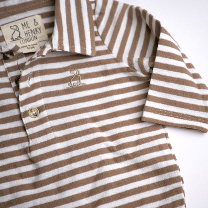 Me & Henry Seymour Polo Onesie – Tan/White