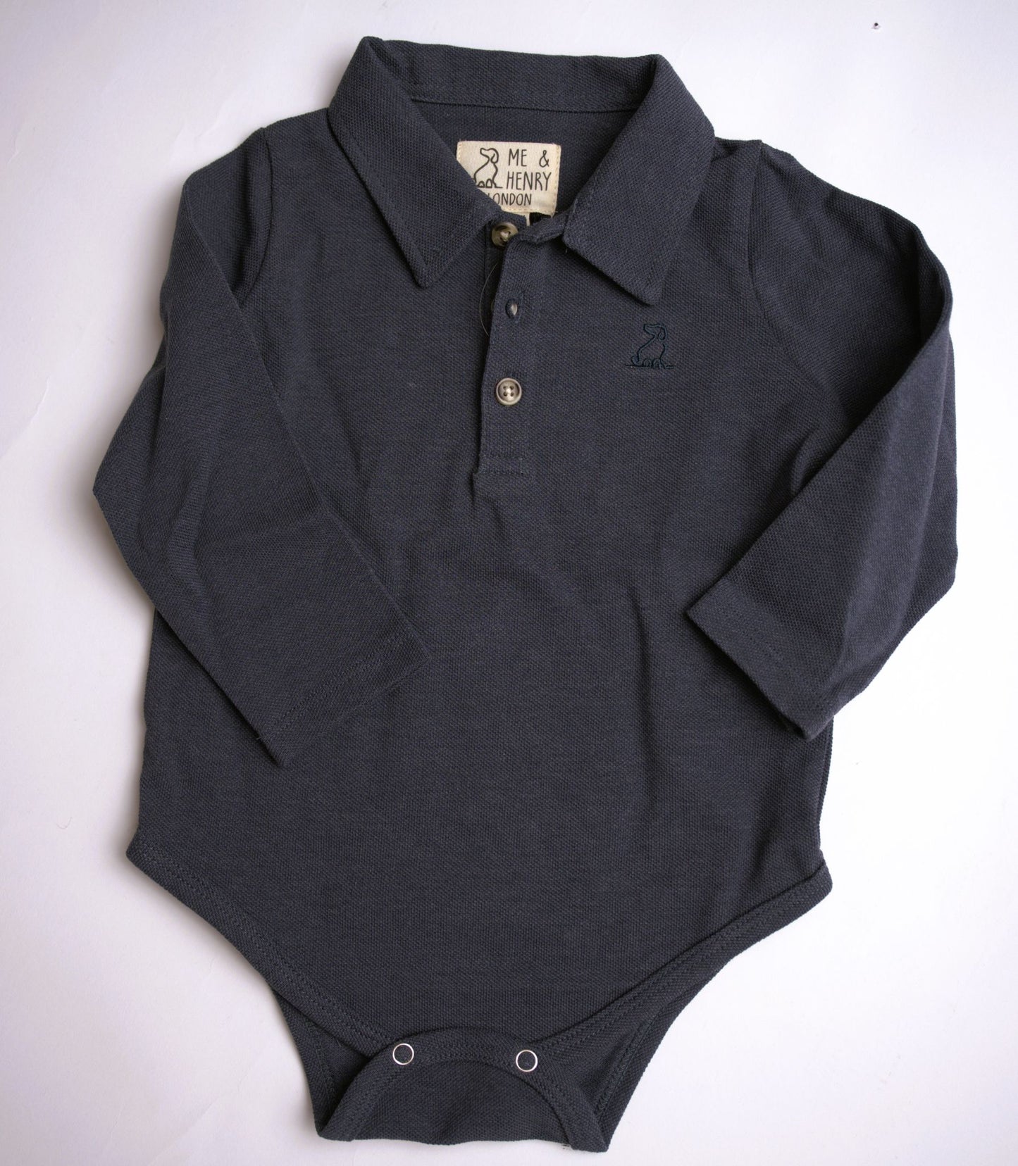 Me & Henry Seymour Pique Polo Onesie – China Blue