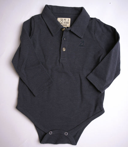 Me & Henry Seymour Pique Polo Onesie – China Blue