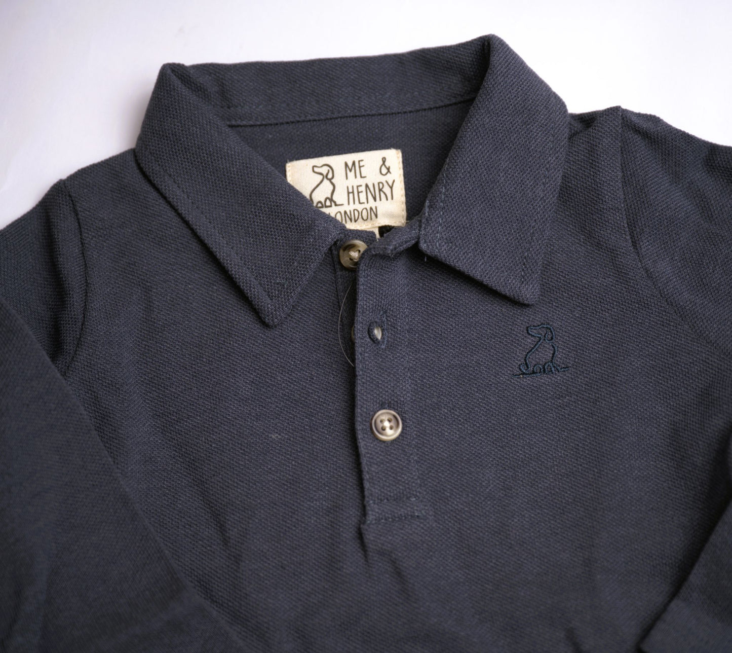 Me & Henry Seymour Pique Polo Onesie – China Blue