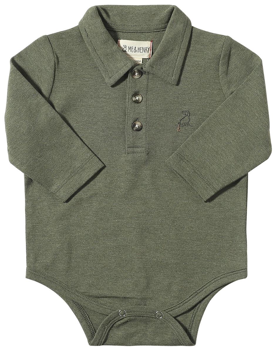me and henry, green, sage, long sleeve, polo, onesie, boys, baby, onesie
