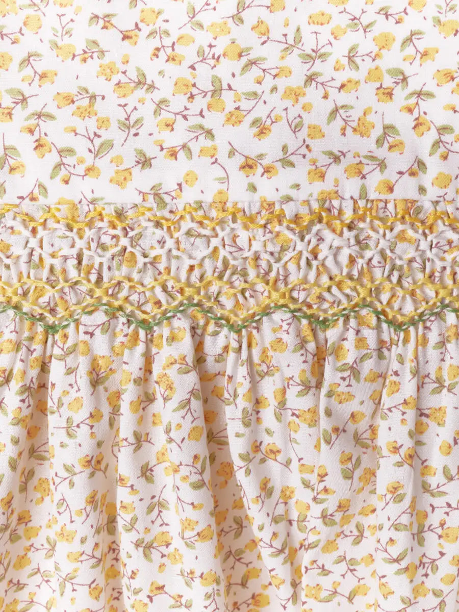 Smocked Bebe Floral Smocked Angel Sleeve Dress
