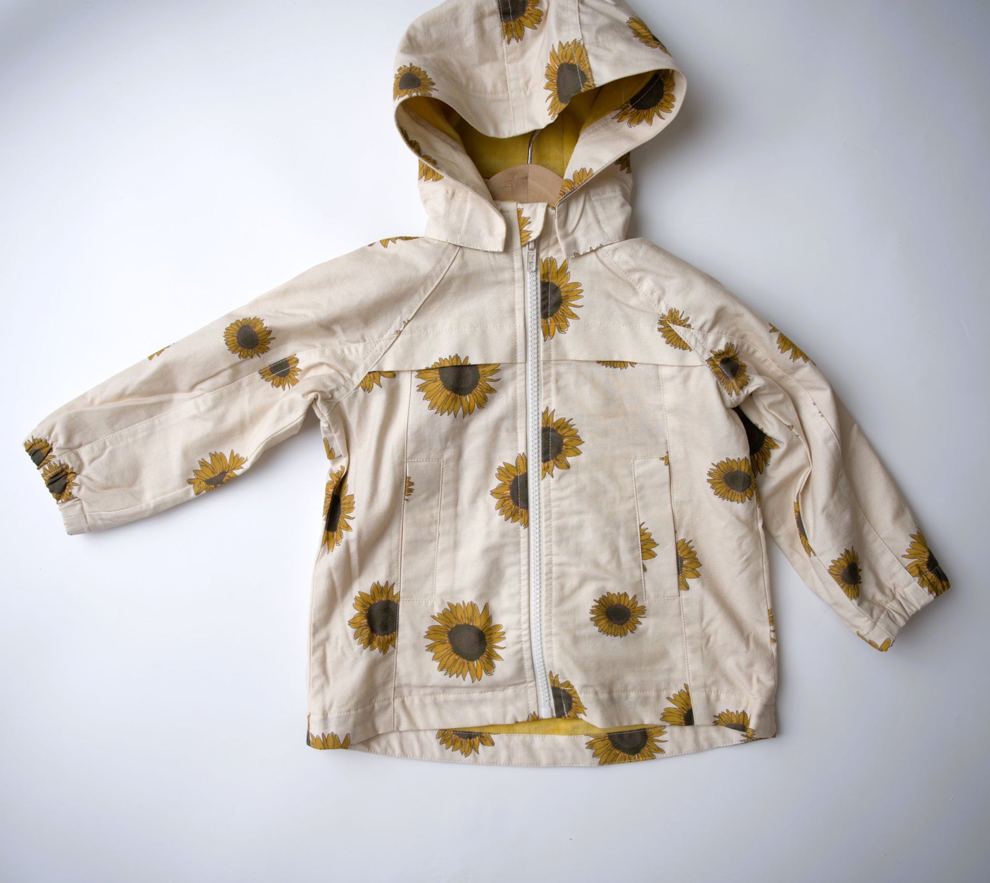 lined sunflower coat for young girls, outerwear babysprouts