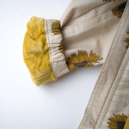 lined sunflower coat for young girls, outerwear babysprouts