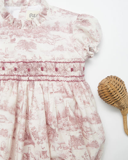 Pi&Pa Girl Smock Stitch “Classic Toile” Romper
