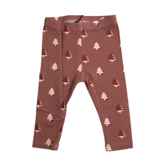 babysprouts christmas tree bamboo cotton girl leggings with mauve and pink