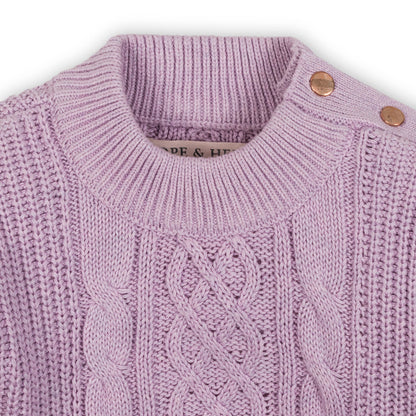 Hope & Henry Organic Flutter Detail Sweater Dress - Lavender Heather