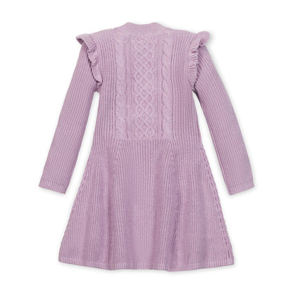 Hope & Henry Organic Flutter Detail Sweater Dress - Lavender Heather