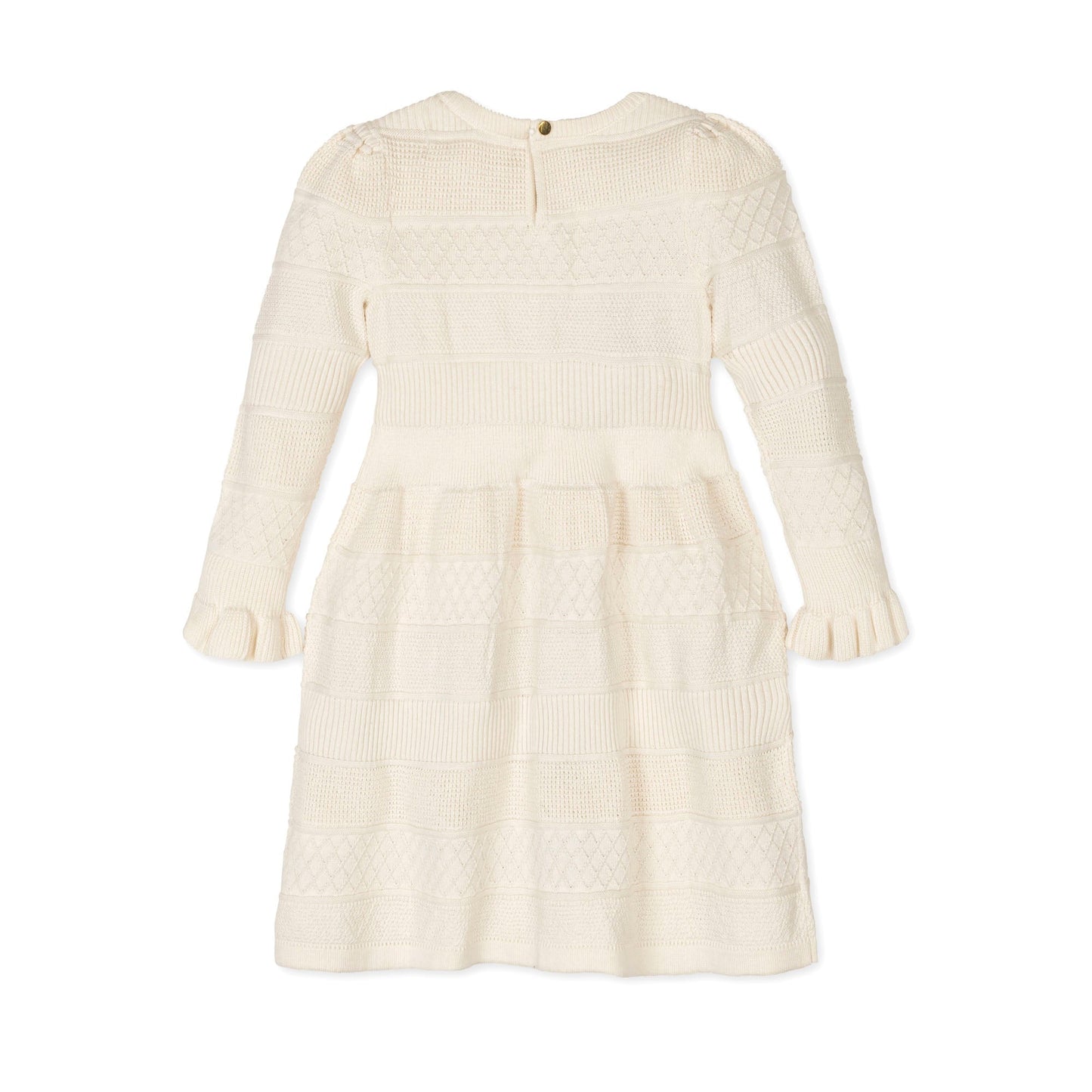 Hope & Henry Organic Ruffle Cuff Sweater Dress - Ivory Textured Stripe