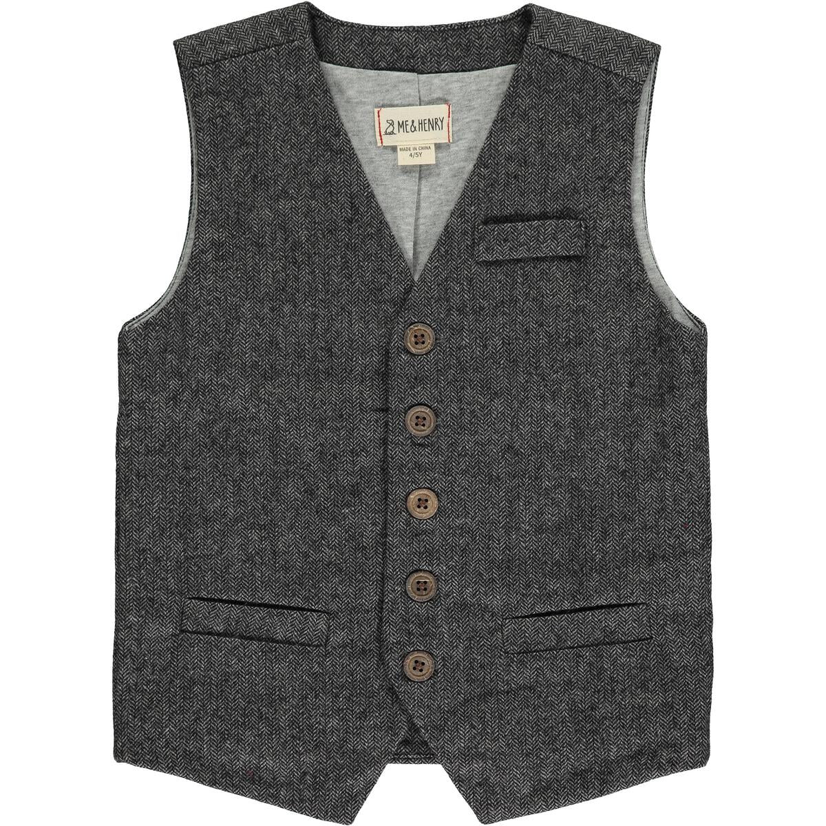 me and henry, charcoal tweed, vest, dressy, boy, outerwear