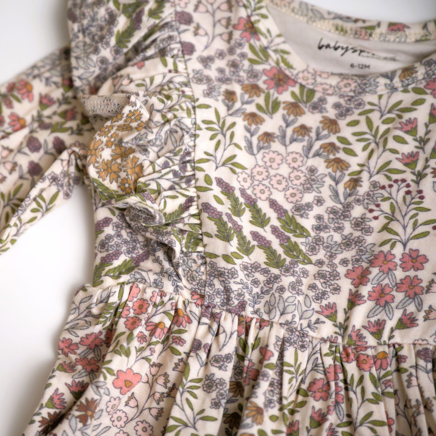 babysprouts, holiday, winter dress, long sleeve, floral print, girls, ruffle sleeves