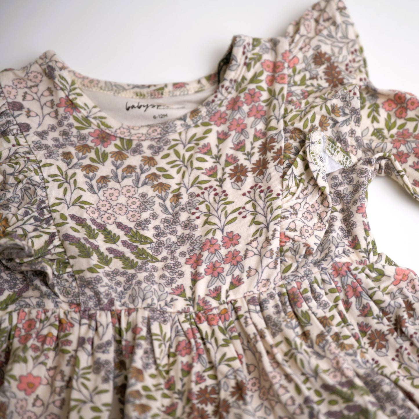 babysprouts, holiday, winter dress, long sleeve, floral print, girls, ruffle sleeves