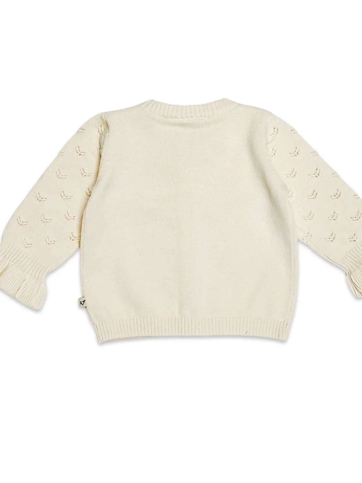 Viverano Organics Milan Pointelle Knit Ruffle Baby Cardigan Sweater (Organic) - Cream