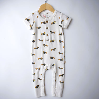 dachshund weiner dog romper onesie pajamas for little boy