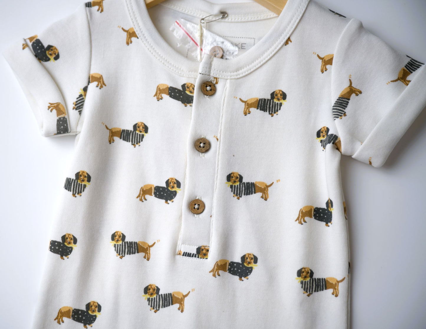 dachshund weiner dog romper onesie pajamas for little boy