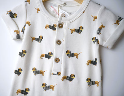 dachshund weiner dog romper onesie pajamas for little boy