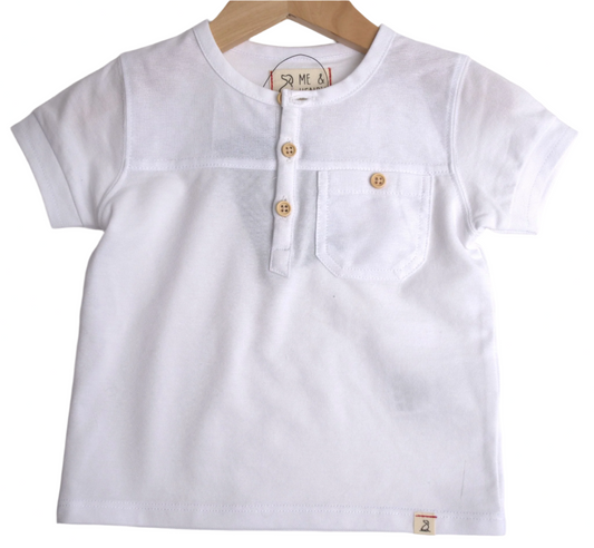 Me & Henry Boardwalk Pique Henley – White