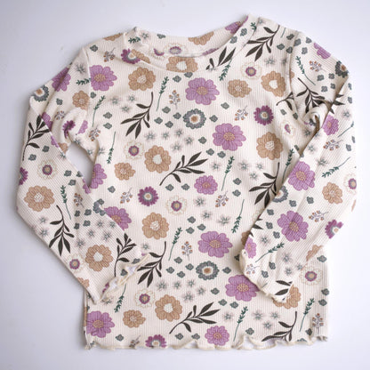 Babysprouts Lettuce Hem Tee – Winter Floral | Bamboo Cotton Kids Top